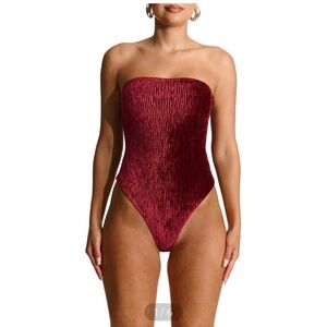 Naked Wardrobe Plush Velvet Tube Bodysuit - Small